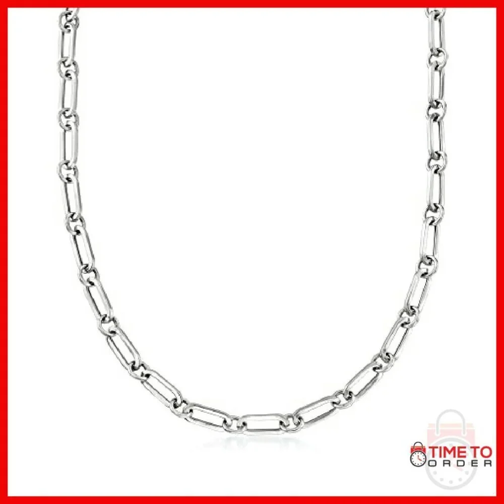 Sterling Silver Paper Clip Link Toggle Necklace 16 Inch
